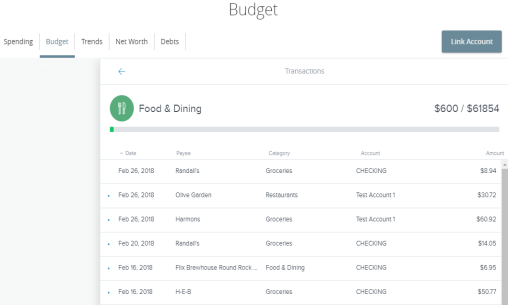 Transactions in Budget tab